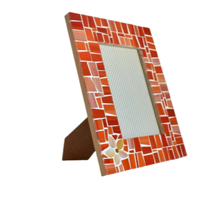 Orange Mosaic Photo <b>Frame</b> <b>with</b> Stand Decorative Tabletop Picture <b>Frame</b> for Home Office Decor - Product Image 6