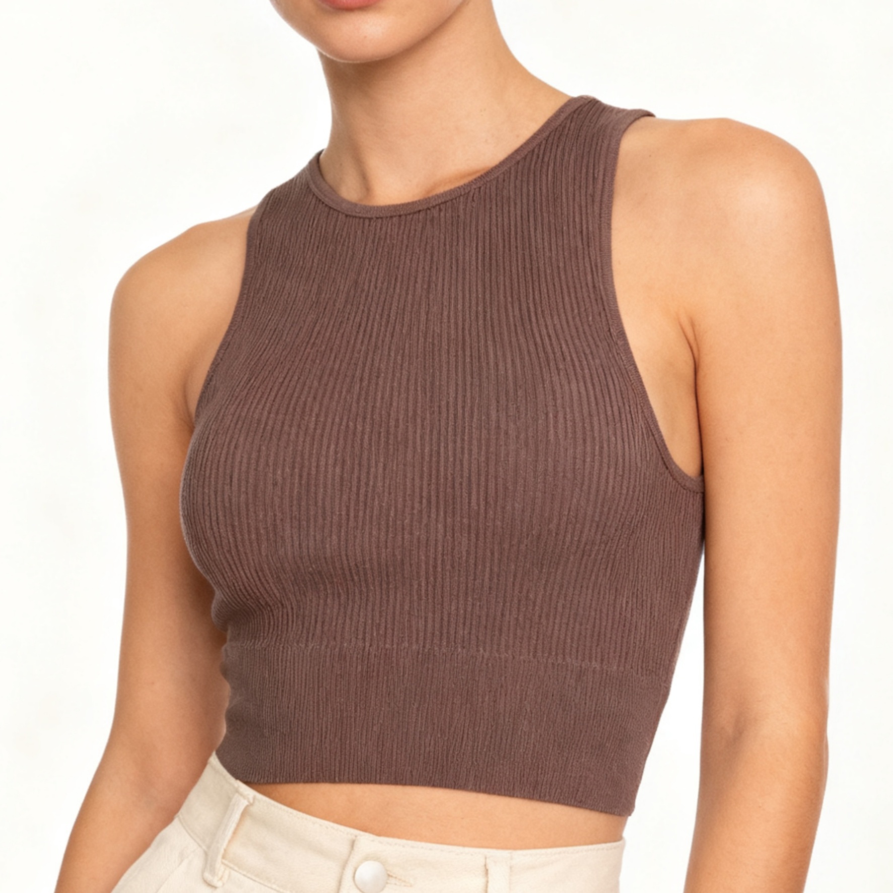 Women's High Stretch Seamless Spandex/Nylon Yoga Tank Top Quick Dry Breathable Eco-Friendly Crew Neck Sporty Activewear