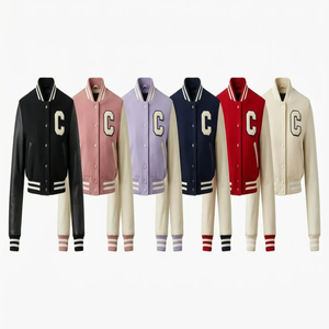 2025 Custom Wool Cropped Varsity <b>Jacket</b> Women Personalized Letterman <b>Jacket</b> Crop <b>Jacket</b> Name Logo Chenille Embroidery - Product Image 1