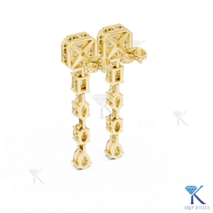 Pendientes de Diamantes Cultivados en Laboratorio CVD de Formas Mixtas, Radiantes, Halo, Esmeralda, Marquesa, Ovalados, Pera, Oro Sólido de 14K, Lujosos, Finos, para Mujer, Novia - Product Image 4