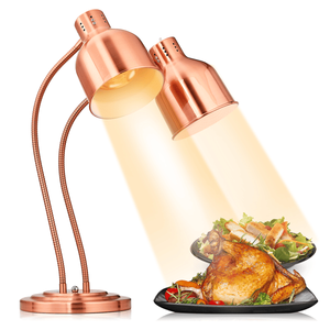 HT 221 Lampada Riscaldante Elettrica per Alimenti a Doppia Testa, Standard USA 110V 500W, in Acciaio Inossidabile Oro Rosa, Scaldavivande da Tavolo con Mantenimento Calore 24 Ore, 60Hz - Product Image 1