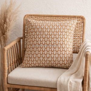 Funda de cojín de lujo de algodón estampada a mano con diseño tradicional indio, funda de almohada para sofá con cremallera - Product Image 2