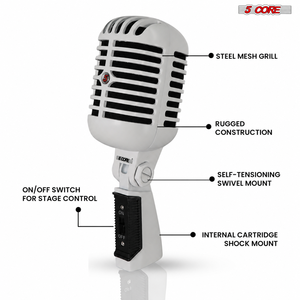 Micrófono Vocal Dinámico Retro de 5 Núcleos, Estilo Vintage, Clásico, Cardioide, Unidireccional - Product Image 6