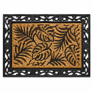 Tapis en fibre de coco tuftée de haute qualité 45x75cm, épais, lavable, antidérapant, imprimé abstrait, avec support écologique, moderne, pour hôtels et bureaux à domicile - Product Image 1