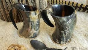 Chope en corne de Viking traditionnelle, faite à la main, rustique, pour événements médiévaux, souvenirs de collection et distribution en gros - Product Image 6