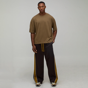 Pantalon de jogging ample en tricot avec bande latérale, confortable, style streetwear pour homme, avec poches latérales, taille à cordon de serrage, logo LA - Product Image 4