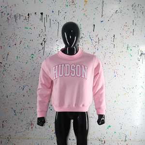 PINK <b>Mock</b> <b>Neck</b> Sweatshirt 100% WHITE Applique Embroidery wide <b>neck</b> Sweatshirt Finer Threads - Product Image 5