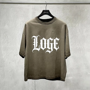 Camiseta LOGH Extra Grande de Algodón Negro, Manga Corta, Cuello Redondo, Estilo Urbano, con Letra Estampada en la Parte Delantera, Corte Jersey para Hombre - Product Image 5