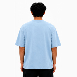 Camiseta de Algodón Extra Grande para Hombre, Color Azul Claro, Cuello Redondo, Logotipo Frontal, Estilo Casual de Verano, Fabricante de Alta Calidad - Product Image 5