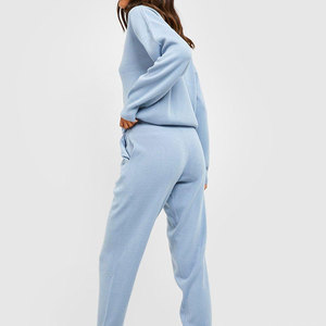 Ensemble de survêtement streetwear pour homme bleu clair uni imprimé XOXO Babe, manches longues, col montant, décontracté, avec poches latérales - Product Image 4