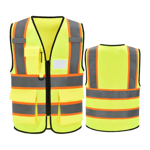 Chaleco de Seguridad Reflectante de Alta Visibilidad ANSI Clase 2, Impermeable, con Múltiples Bolsillos y Cierre de Cremallera para Trabajos de Construcción y Carreteras - Product Image 6