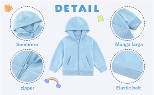 Sudadera con capucha y cremallera 100% algodón para niños pequeños, con bolsillos, uniforme escolar, sudadera deportiva para niños y niñas - Product Image 2
