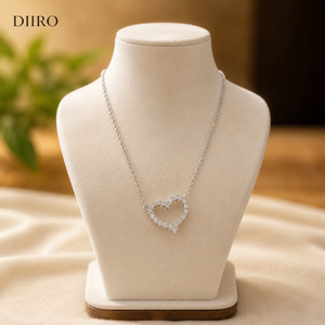 Heart Shape Round Cut Diamond Pendant Necklace 14K Plated Gold <b>Box</b> Chain Romantic <b>Valentine</b> Day <b>Gift</b> Women Jewelry - Product Image 6