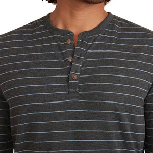 T-shirt à manches longues pour homme, gris, col rond, coupe classique, tricoté, couleur unie, style décontracté, respirant, polyester - Product Image 3