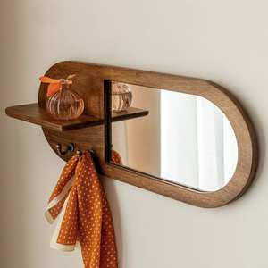 Miroir ovale Vandana Optima Arion en bois de manguier foncé - Product Image 4