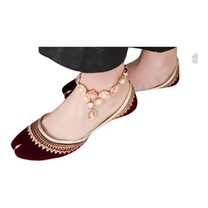 STAR IMPEX Pink Embroidered Khussa <b>Flats</b> Women Handmade Floral Beaded Eco-Friendly Indian Pakistani Wedding Shoes - Product Image 2