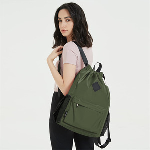 <b>Drawstring</b> <b>Backpack</b> Sports Gym Bag Made Of Water Resistant Nylon With Shoes Compartment Cinch String Beach Carrier - Product Image 6
