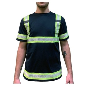 เสื้อยืดแขนสั้นผ้าฝ้าย 100% สะท้อนแสงระดับ 1 สำหรับงานก่อสร้าง  แบบสีที่กำหนดเอง พิมพ์โลโก้ตามสั่ง ลายเรียบ - Product Image 2