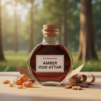 Amber Oud Attar Arabe Traditionnel Huile de Parfum Non Alcoolisée pour Usage Quotidien et Cadeaux