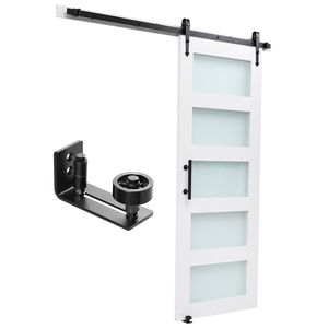 Kit Porta Scorrevole 36 x 84 Pollici ad Alta Resistenza con Pannello in Vetro MDF e Superficie in PVC Impermeabile - per Soggiorno - Product Image 1