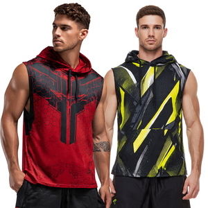 Débardeur à capuche sans manches pour homme, coupe ajustée, sublimation, vêtement de fitness, gilet de musculation, OEM, haute qualité - Product Image 1