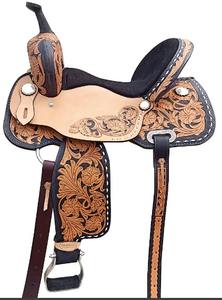 Nouvelle Selle Western Faite Main en Cuir Véritable Type Baril, Harnais de Cheval à Sangle Large, Quincaillerie Durable en Acier Inoxydable - Product Image 2