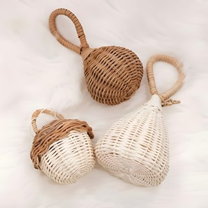 Juguete de desarrollo sensorial para niños, sonajeros de ratán tejidos a mano, juguetes de sonajero para bebés, mordedores para recién nacidos - Product Image 1