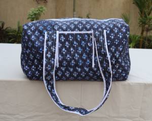 Nouveauté Sac de voyage bohème en coton 100% fait main, imprimé au bloc, avec longue poignée en corde, design matelassé, taille moyenne pour femme - Product Image 2