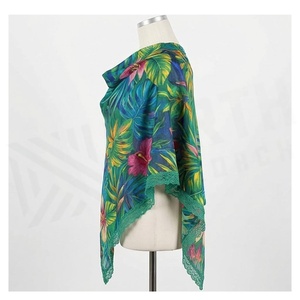 Chal de Chifón con Estampado Tropical para Mujer, Bufanda Larga Informal para el Verano, Accesorio de Moda Multifuncional - Product Image 3