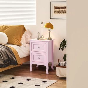 Macaron Powder MDF <b>Spray</b> Paint 40*30*60cm Pastoral <b>Style</b> Two Drawer Bedside Table 1pc Nightstands - Product Image 6