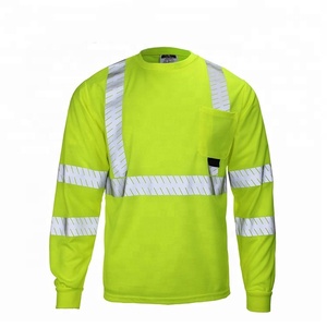 Camiseta de Seguridad Fluorescente Amarilla Clase 3, Manga Larga, Reflectante, Alta Visibilidad, para Construcción y Trabajos Viales - Product Image 1