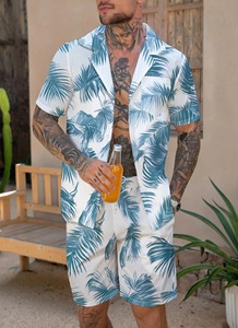 Ensembles courts d'été pour hommes, 2 pièces, manches courtes, tenue de plage, jogging, ensemble hawaïen pour hommes, ensemble t-shirt et short - Product Image 2