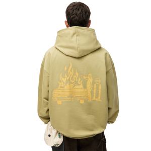 Automne Style nouvelle arrivée imprimé lettre hommes mode lâche coton mélangé à capuche cordon pull perdre Fit hauts sweats à capuche - Product Image 3