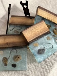 Stylish Wooden And Resin <b>Coasters</b> <b>Set</b> Featuring Handmade Epoxy Art For Modern Interior Decoration And Gift Purpose - Product Image 1
