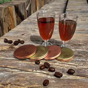 Ensemble de sous-verres réversibles élégants faits à la main en cuivre pur et laiton pour table de cuisine-sous-verres en cuivre rustiques grossiste - Product Image 3