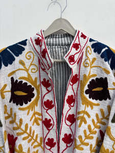 Women's Hand Stitched Suzani Quilted Jacket Ethnic Embroidered Winter <b>Coat</b> Full Sleeves Handmade Boutique Fashion Outerwear - Product Image 4
