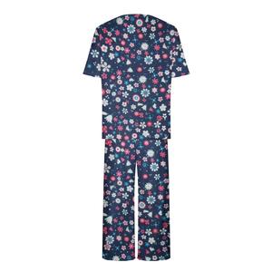 Conjunto de Pijamas Románticos de Verano para Mujer, Estampados, de Tres Cuartos de Largo, Casuales, de 2 Piezas, Cuello Redondo, Manga Corta, Ecológicos - Product Image 6