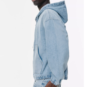 Sudadera con Capucha de Mezclilla Extra Grande Premium, Estilo Vintage, Lavada, de Algodón Grueso, con Cierre Completo, Chaqueta con Capucha Unisex para Invierno - Product Image 4