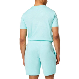 Men's Light Blue Solid Crew Neck T-Shirt <b>Set</b> <b>Knitted</b> Cotton Breathable Casual Summer Shorts ODM OEM - Product Image 5