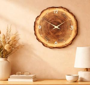 Reloj de pared redondo de madera con diseño de anillo de árbol, silencioso, sin tictac, moderno, rústico, minimalista, decoración para el hogar a precio económico. - Product Image 5