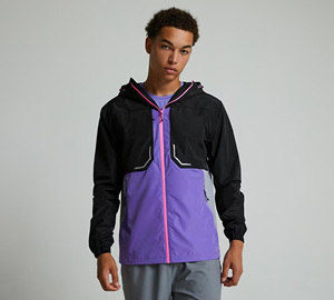 Chaqueta Cortavientos con Capucha para Hombre, Diseño Color Block, Cierre de Cremallera, Estilo Deportivo, Ropa de Primavera para Exteriores, Material Poliéster - Product Image 1