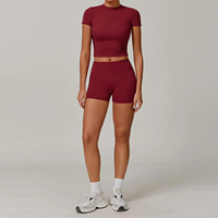 Ensembles de yoga pour femmes 7 pièces, coupe amincissante, ceinture élastique de haute qualité, dentelle florale/leopard, spandex/nylon, logo personnalisé, gym, fitness