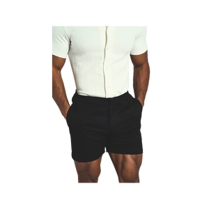 Shorts Bermuda Homme Noir Uni en Coton Décontracté Taille Élastique Mi-Haute avec Poches Respirant Style Tissé - Product Image 5