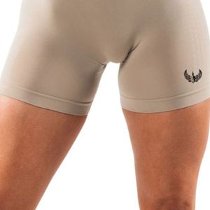<b>Womens</b> Sand Beige High Waist Seamless Gymwear <b>Shorts</b> <b>Compression</b> Stretch Workout Fitness Training Activewear Performance Wear - Product Image 5