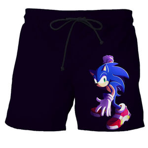 Men's Custom Print Quick Dry Drawstring Casual Shorts Mid Waist <b>Black</b> With <b>String</b> Decoration - Product Image 2