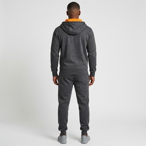 Mens Solid Zip up Hoodie Tracksuit <b>Set</b> 100% Cotton Fleece Hooded Jacket & Jogger <b>Pants</b> <b>2</b> <b>Piece</b> Casual Sportswear - Product Image 3