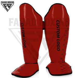 Lightweight & Durable Eco-Friendly High Elasticity Extended Protection Shin <b>Pads</b> with Leather Hook Loop for Boxing Training - Product Image 4