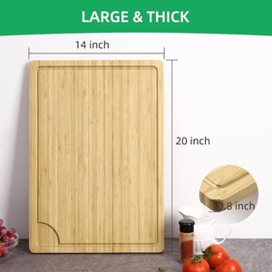 Tabla de cortar de bambú rectangular con mango, antiolor, antibacteriana, duradera, ligera y fácil de limpiar - Product Image 2