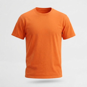 Camiseta de Hombre de Alta Calidad, Personalizable con Logotipo, 100% Algodón, Hombros Caídos, Talla Grande, Color Naranja Liso - Product Image 3