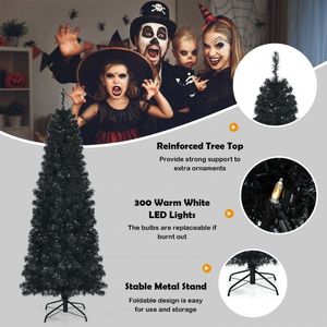 Albero di Natale Pre-Illuminato per Halloween con Punte delle Rami in PVC e Luci Bianco Caldo - Product Image 4